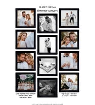 12 adet 15x15 Çerçeve - Kare Çerçeve Fotoğraflar Hediye (Siyah)