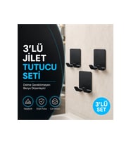 3'lü Yapışkanlı Jilet Tutucu – Delme Gerektirmeyen Banyo Düzenleyici