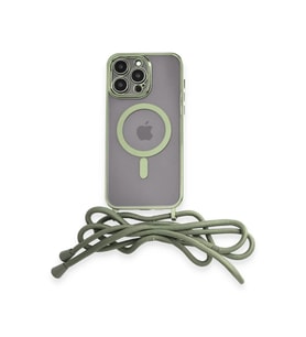 Newface Apple iPhone 14 Pro Kılıf Divo Lazer Askılı Magsafe Kapak - Koyu Yeşil