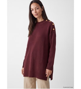 LC WAIKIKI Bordo Dik Yaka Kadın Triko Tunik