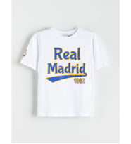 LCW Kids Beyaz Bisiklet Yaka Real Madrid Baskılı Erkek Çocuk Tişört