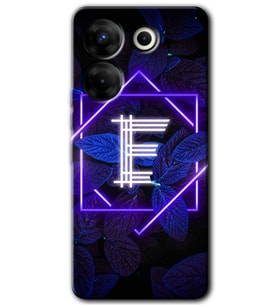 Tecno Camon 20 Pro 5G Kılıf HD Desen Baskılı Kılıf - Dark Neon Yaprak E Harfi