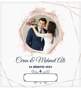 Nikah Nişan Düğün Davetiyesi Kare İkiz İp Bağlamalı 5054