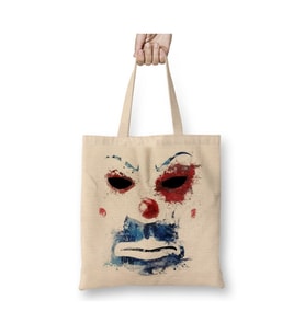 Joker Clown Beyaz Bez Çanta Uzun Saplı Alışveriş Çantası Plaj Çantası