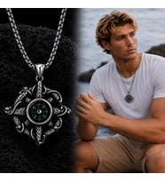 Paslanmaz Çelik Çalışır Durumda Marine ve Gotik Tarz Pusula Kolye