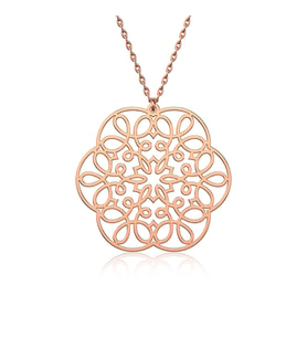 Dantel Motifli Sade Rose Gümüş Kolye