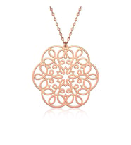 Dantel Motifli Sade Rose Gümüş Kolye