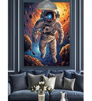 Astronot Uzay Yürüyüşü Manzarası Dekoratif Kanvas - Mdf Ahşap Tablo