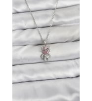 Tegan 316L Çelik Zincir Gümüş Renk Teddy Bear Model Zirkon Taşlı Kadın Kolye TG27BKO10853 (Çok Renkli)
