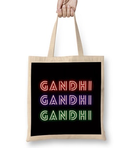 Gandhi Quotes Gifts - Vintage Retro Rainbow Style Bez Çanta Uzun Saplı