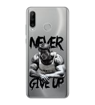 Huawei P30 Lite Uyumlu Arnold Fitness Never Give Up Desenli Şeffaf Telefon Kılıfı