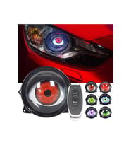 Şeytan Gözü (12V-36V) Led Far Motosiklet Uyumlu KUMANDALI 6 Modlu Renkli Mercekli Led 1 ÇİFT