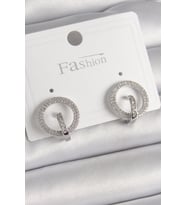 Pirinç Gümüş Renk Zirkon Taşlı Halka Model Kadın Küpe (Karışık)