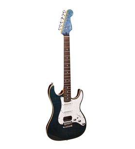 Guson SuperStrat HSS Elektro Gitar Quilted Mavi