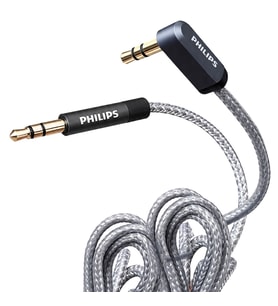 Philips SWR2114F/93 1 Metre 3.5mm Stereo AUX Ses Kablosu 90 Derece L Tipi Açılı Örgülü Zırhlı