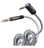 Philips SWR2114F/93 1 Metre 3.5mm Stereo AUX Ses Kablosu 90 Derece L Tipi Açılı Örgülü Zırhlı