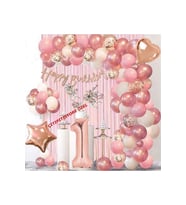 GÜL KURUSU 1 YAŞ ÖZEL DOĞUM GÜNÜ BALON ZİNCİR SET