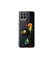 Realme 8 ile Uyumlu Splash Kedi Tasarımlı Şeffaf Silikon Kılıf