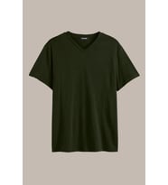 COMEOR Erkek Haki Basıc Slim Fit Pamuklu Kısa Kollu V Yaka T-shirt