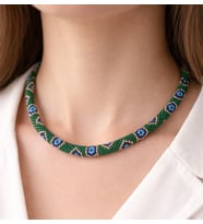 Chichibeads Yeşil Nazar Boncuğu Kolye Bileklik Seti (Sarı - Mavi - Kahve - Yeşil)