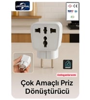 Seyahat Adaptörü Fişli Universal Ingiliz Amerikan Fiş Çevirici Priz Dönüştürücü (Beyaz)