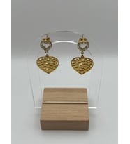 Arnes Jewelry Çelik Sallantılı Zirkon Taşlı Kalpli Küpe