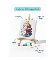 Süper Anne Temalı Boyama Tuvali Şövaleli Boya Seti 20x20 cm