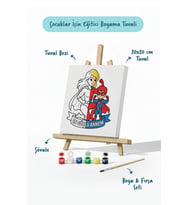 Süper Anne Temalı Boyama Tuvali Şövaleli Boya Seti 20x20 cm