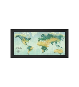 Harita Temalı Kanvas Tablo 80 x 110 cm Siyah Çerçeve