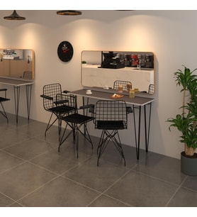Knsz masa sandalye takımı hem75mazlum grisyh 120*040 klç 3 sandalye syhsyh kolçaklı