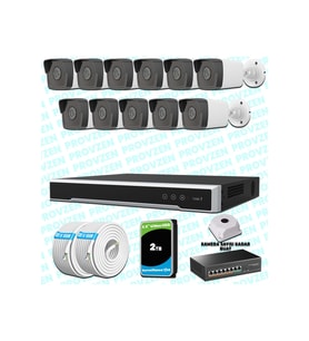 Provzen Hikvision 11 IP Kameralı 4MP 1440P Mikrofonlu Güvenlik Kamerası
