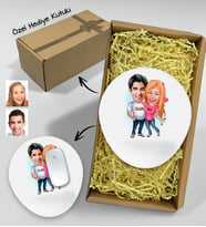 Kişiye Özel Hediye Kutulu Sevgililer Karikatürlü Bilek Destekli Mouse Pad-5