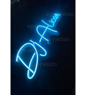 KİŞİYE ÖZEL NEON TABELA GECE LAMBASI AYDINLATMA EV DEKORASYON DEKOR (Mavi)