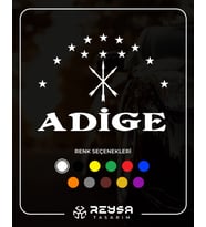 Adige Çerkez Bayrağı Sticker siyah 25x15 CM (Beyaz)
