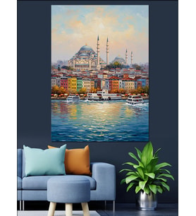 İstanbul Boğazı Ve Camii Manzarası Dekoratif Kanvas - Mdf Ahşap Tablo