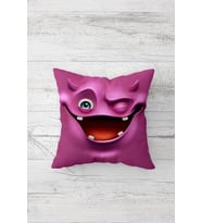 Göz Kırpan Emoji Çift Tarafı Baskılı Gizli Fermuarlı Yastık Kılıfı Kırlent Koltuk Yastık Kılıfı (Mor)