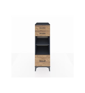 Kronos Dolap 2 Raflı 3 Çekmeceli 44x59x134 Antrasit-Çam