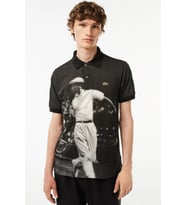 Lacoste L.12.12 Men's Rene Print Classic Fit Polo T-shirt Grafik Baskılı Organik Coton Erkek Polo Yaka Tişört Siyah