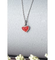 Kalp Mineli Gümüş Kolye 925 Ayar  Gümüş Zincir (Silver)