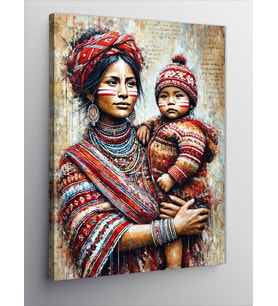 Kanvas Tablo Anne ve Bebek, Geleneksel Dokunuş