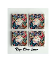 bilge tasarım Stone Decor Taş Bardak Altlığı 4'lü Set 10x10x1 Cm desenli