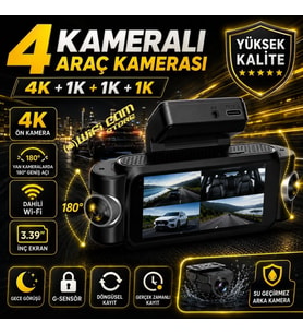 4 Kameralı 4K Yüksek Kalite Ekranlı Wifi Araç Kamerası