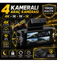 4 Kameralı 4K Yüksek Kalite Ekranlı Wifi Araç Kamerası