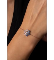 Elika Silver Kadın Kar Tanesi Model 925 Ayar Gümüş Bileklik (Rose)