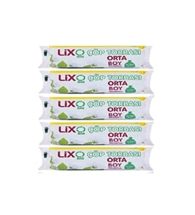 Orta Boy Çöp Torbası 55 x 60 cm 20 Li Rulo x 5 Paket = 100 Adet (Mavi)