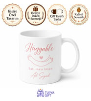 Huggable Yazılı Sarılınası Kupa Bardak Sevgiliye Hediye Porselen Mug