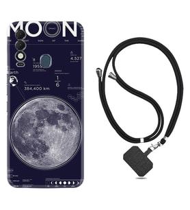 Tecno Spark 8T Kılıf Resimli Boyun Askılı İpli Desenli Silikon Moon info 1424