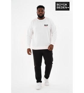 Erkek Büyük Beden BROOKLYN 1970 Baskılı Bisilet Yaka İnce Sweatshirt SPR26BSW956-3