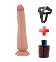 Odins Shop Belden Bağlamalı 25 cm Çift Katmanlı Realistik Vantuzlu Melez Dildo