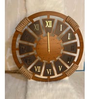 Kişiye Özel Halatlı Dekoratif Ahşap Duvar Saati 50 cm